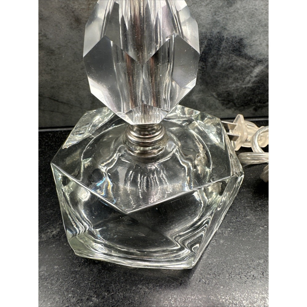 MCM 1950's Hollywood Regency Stacked‎ Leaded Crystal Boudoir Table Lamps Works - Picture 4 of 11